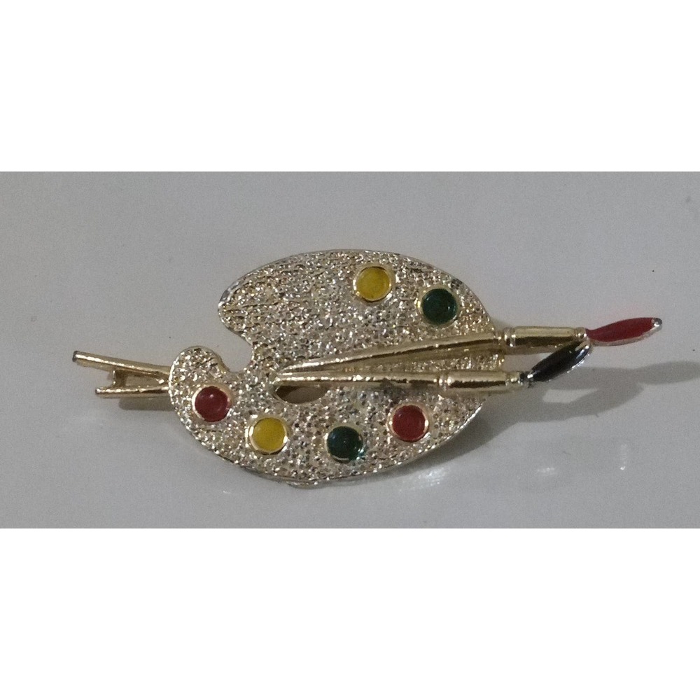 Vintage Gerry's Gold Tone Artist's Palette Brooch